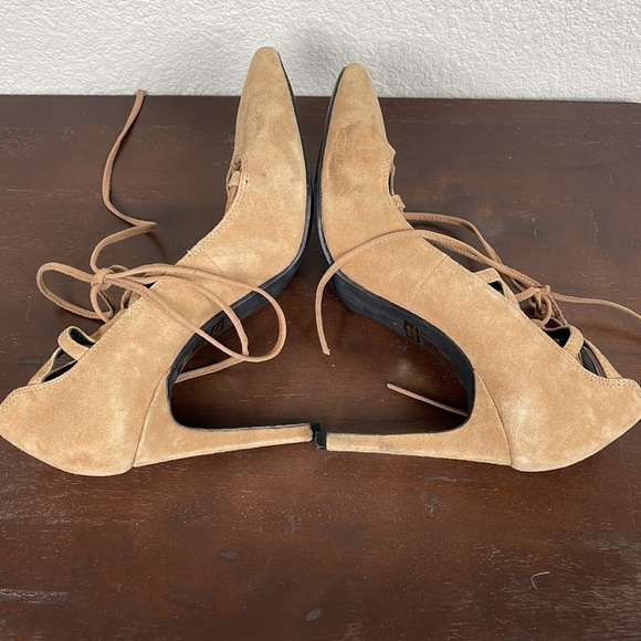 Jeffrey Campbell Brielle Lace Up Pointed Toe Stiletto Heels Camel Tan Sz 9 - Picture 9 of 16